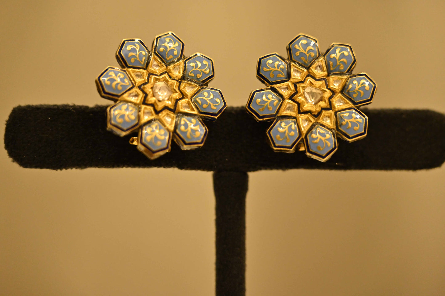 Firozi and blue enamel earrings