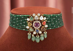 Navratna Pendant with Pearls