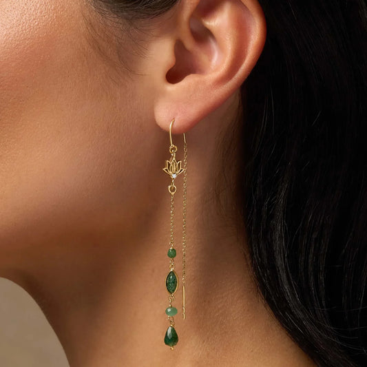 Lotus Jade Drop Earrings