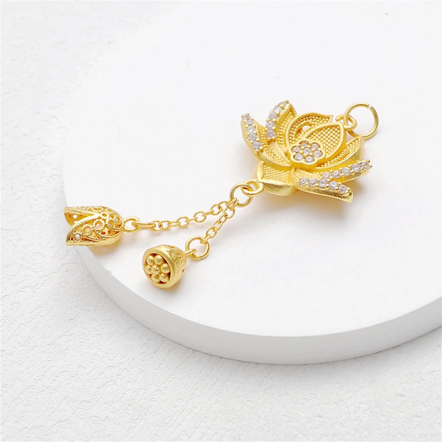 Lotus Tassel Charm Pendant