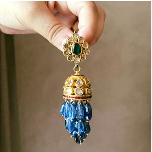 Blue beaded Jhumka