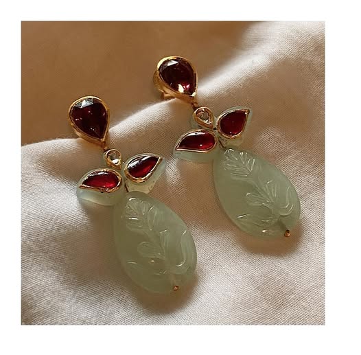 Ruby Dewdrop Jade Earrings
