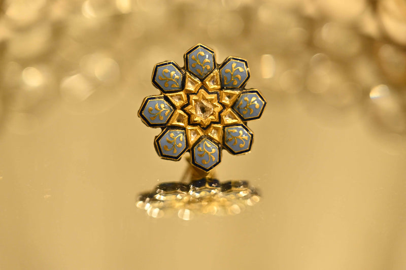 Firozi and Blue Enamel Ring