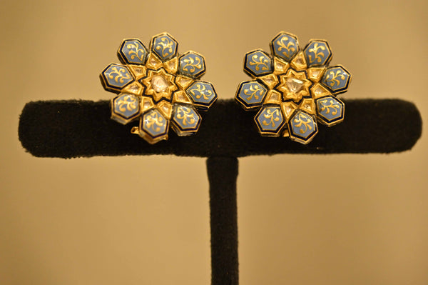 Firozi and blue enamel earrings