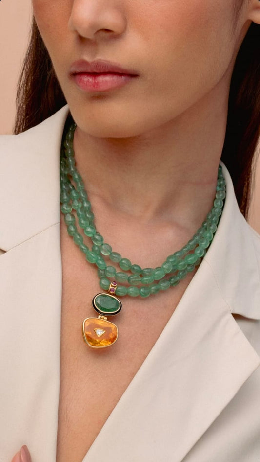 Surya Leher – Twin Gem Collar